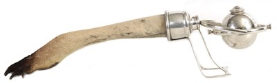 Lot 447 - A RARE AUSTRALIAN STERLING SILVER AND KANGAROO FOOT TABLE MESS LIGHTER PRESENTED BY SIR KEITH MURDOCH