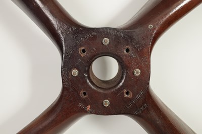 Lot 498 - A RARE MAHOGANY BRASS TIPPED FOUR BLADE PROPELLER FROM A 1915 WW1 FE8 AIRCRAFT