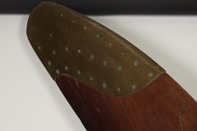Lot 498 - A RARE MAHOGANY BRASS TIPPED FOUR BLADE PROPELLER FROM A 1915 WW1 FE8 AIRCRAFT