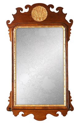 Lot 1332 - A 19TH-CENTURY GEORGE II STYLE MAHOGANY HANGING MIRROR