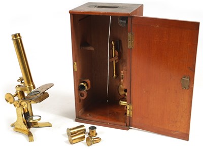 Lot 396 - H.J. STEWARD, LONDON. A LATE 19TH CENTURY MONOCULAR MICROSCOPE