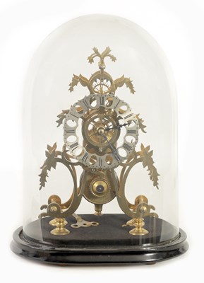 Lot 780 - A 19TH CENTURY ENGLISH SIX-SPOKE SKELETON CLOCK