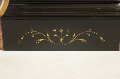 Lot 722 - A LATE 19TH CENTURY FRENCH BLACK SLATE AND MARBLE MANTEL CLOCK