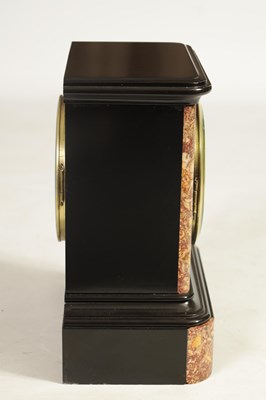 Lot 722 - A LATE 19TH CENTURY FRENCH BLACK SLATE AND MARBLE MANTEL CLOCK