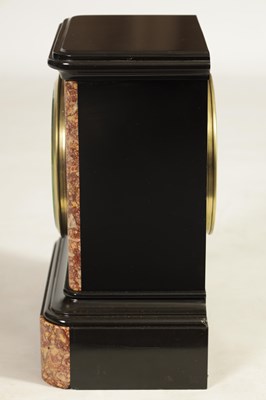 Lot 722 - A LATE 19TH CENTURY FRENCH BLACK SLATE AND MARBLE MANTEL CLOCK
