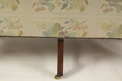 Lot 1447 - A PAIR OF GEORGE II STYLE TWO SEATER UPHOLSTERED MAHOGANY SETTEES
