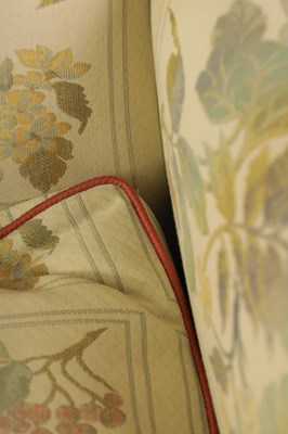 Lot 1447 - A PAIR OF GEORGE II STYLE TWO SEATER UPHOLSTERED MAHOGANY SETTEES