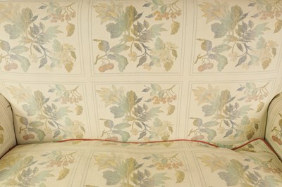 Lot 1447 - A PAIR OF GEORGE II STYLE TWO SEATER UPHOLSTERED MAHOGANY SETTEES