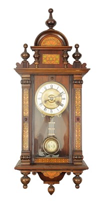 Lot 823 - A SMALL LATE 19TH CENTURY SPRING DRIVEN VIENNA STYLE WALL CLOCK