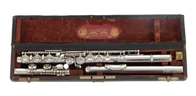 Lot 741 - EMIL RITTERSHAUSEN NO 3400. A SILVER FLUTE WITH ENGRAVED LIP PLATE