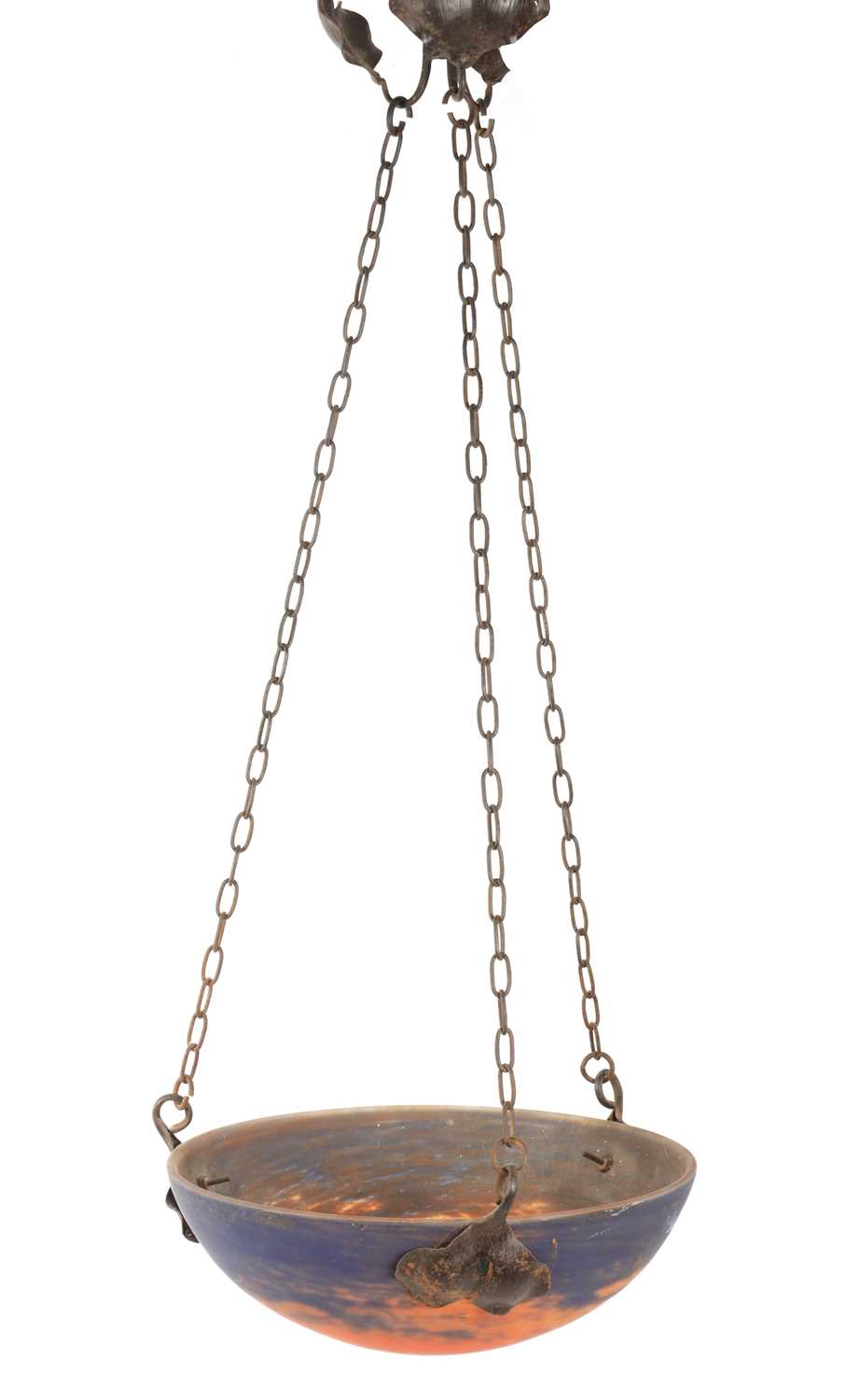 Lot 10 - MULLER FRERES (CO.) LUNEVILLE (FRANCE). AN ART NOUVEAU PENDENT GLASS LIGHT FITTING