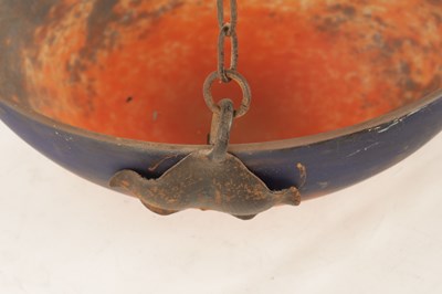 Lot 10 - MULLER FRERES (CO.) LUNEVILLE (FRANCE). AN ART NOUVEAU PENDENT GLASS LIGHT FITTING