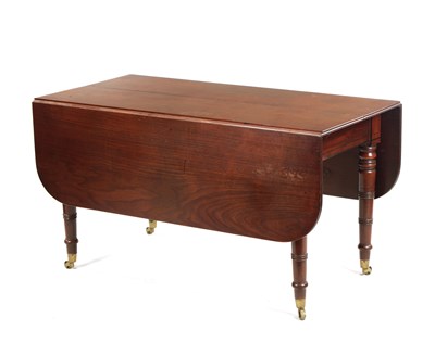 Lot 1246 - A GEORGE III FIGURED MAHOGANY EXTENDING DINING TABLE