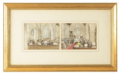 Lot 790 - JOHN STRICKLAND GOODALL (BRITISH, 1908 - 1996) A SET OF FOUR DOUBLE SIDED WATERCOLOUR AND PENCIL DRAWINGS