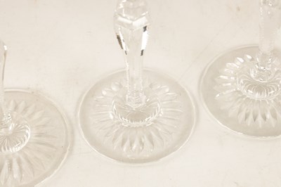 Lot 2 - A SET OF EIGHT 20TH CENTURY COLOURED CUT GLASS WINE GLASSES