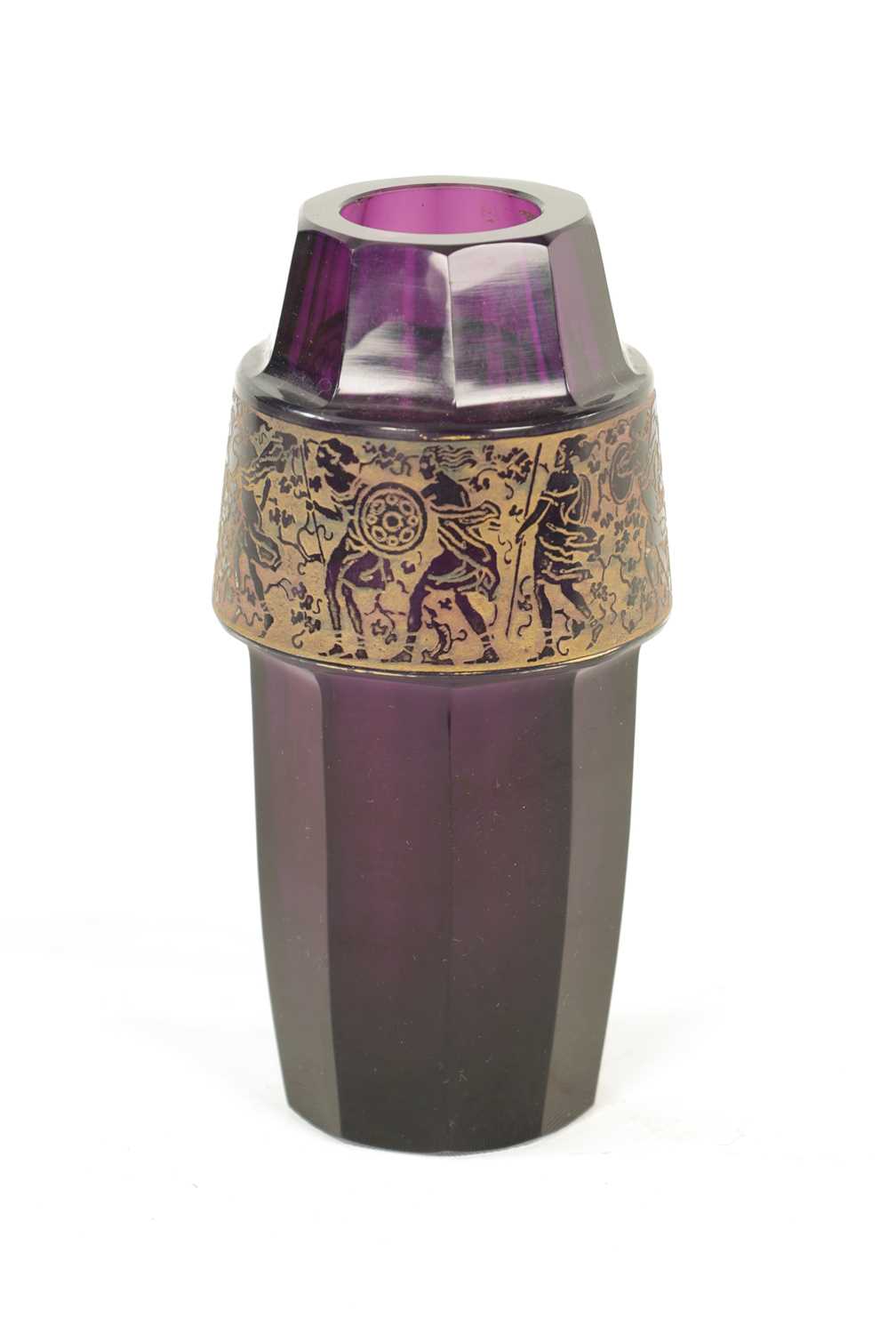 Lot 13 - AN EARLY 20TH-CENTURY PURPLE GLASS VIENNA SECESSIONIST VASE IN THE MOSER STYLE
