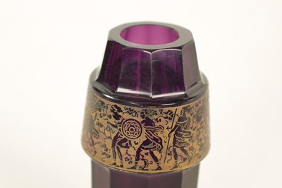 Lot 13 - AN EARLY 20TH-CENTURY PURPLE GLASS VIENNA SECESSIONIST VASE IN THE MOSER STYLE