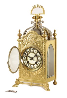 Lot 940 - A LATE 19TH CENTURY GILT BRASS AND SILVERED FRENCH INDUSTRIAL STYLE MANTEL CLOCK