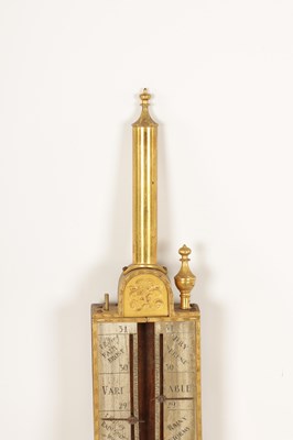 Lot 900 - A 17TH CENTURY DESIGN WALNUT AND GILT BRASS PILLAR BAROMETER