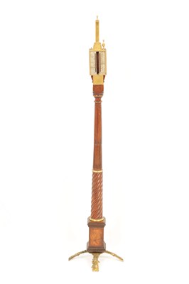 Lot 900 - A 17TH CENTURY DESIGN WALNUT AND GILT BRASS PILLAR BAROMETER