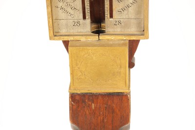 Lot 900 - A 17TH CENTURY DESIGN WALNUT AND GILT BRASS PILLAR BAROMETER