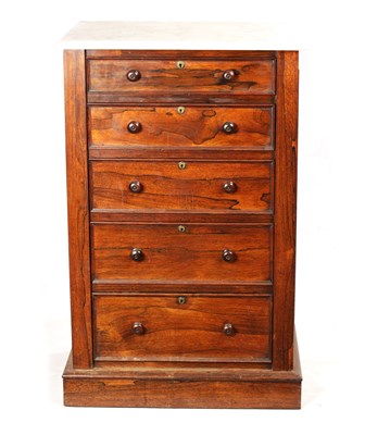Lot 1323 - A LATE REGENCY FIGURED ROSEWOOD SECRETAIRE WELLINGTON CHEST