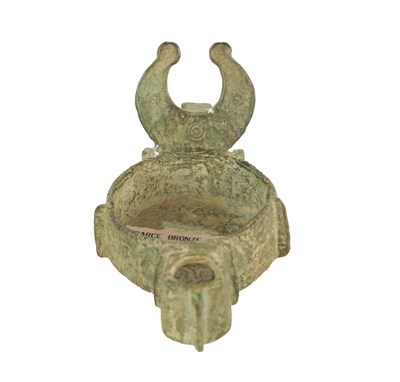 Lot 203 - AN ANCIENT BYZANTINE BRONZE LAMP CIRCA 6TH CENTURY