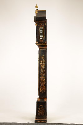 Lot 984 - WILLIAM RAY SUDBURY. A MID 18TH CENTURY BLACK LACQUER AND CHINOISERIE DECORATED EIGHT DAY LONGCASE CLOCK