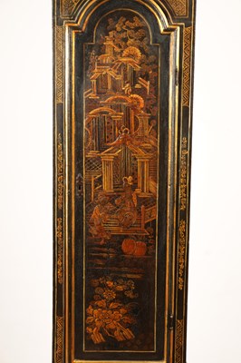 Lot 984 - WILLIAM RAY SUDBURY. A MID 18TH CENTURY BLACK LACQUER AND CHINOISERIE DECORATED EIGHT DAY LONGCASE CLOCK