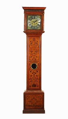 Lot 1002 - FRA. REDSTALL, OVERTON. AN 18TH-CENTURY WALNUT AND ARABESQUE MARQUETRY EIGHT-DAY LONGCASE CLOCK