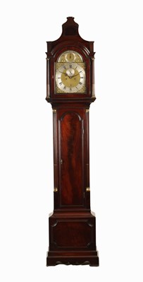 Lot 1023 - THOMAS ILES, LONDON. AN EARLY GEORGE III FIGURED MAHOGANY EIGHT-DAY LONGCASE CLOCK