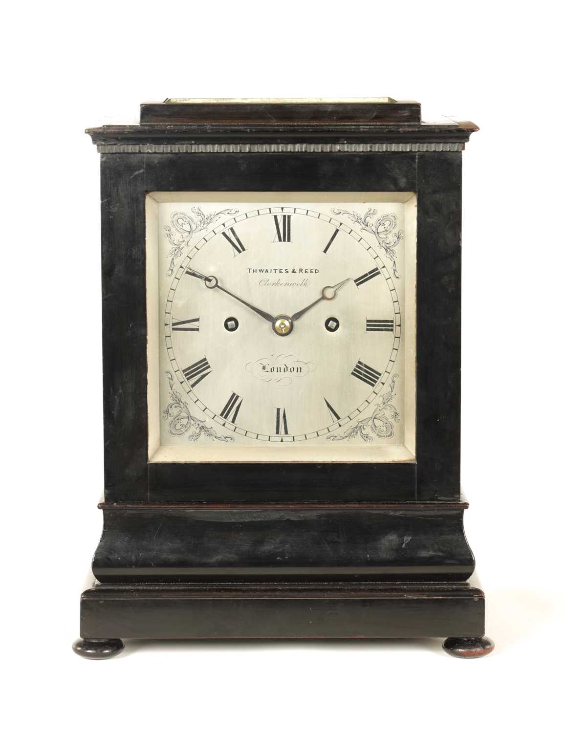 Lot 975 - THWAITES & REED, CLERKENWELL, LONDON. A MID 19TH CENTURY EBONISED  DOUBLE FUSEE  BRACKET CLOCK