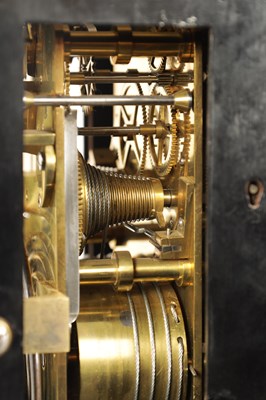 Lot 975 - THWAITES & REED, CLERKENWELL, LONDON. A MID 19TH CENTURY EBONISED  DOUBLE FUSEE  BRACKET CLOCK