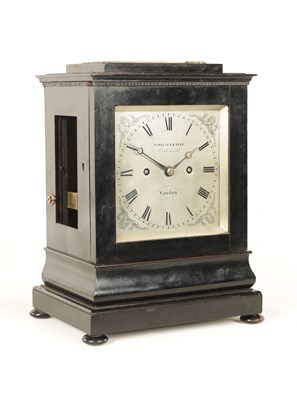 Lot 975 - THWAITES & REED, CLERKENWELL, LONDON. A MID 19TH CENTURY EBONISED  DOUBLE FUSEE  BRACKET CLOCK
