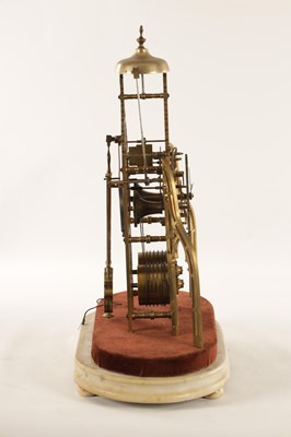 Lot 910 - A 19TH CENTURY ENGLISH DOUBLE FUSEE STRIKING SKELETON CLOCK