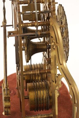 Lot 910 - A 19TH CENTURY ENGLISH DOUBLE FUSEE STRIKING SKELETON CLOCK