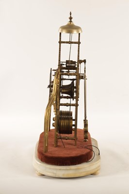 Lot 910 - A 19TH CENTURY ENGLISH DOUBLE FUSEE STRIKING SKELETON CLOCK