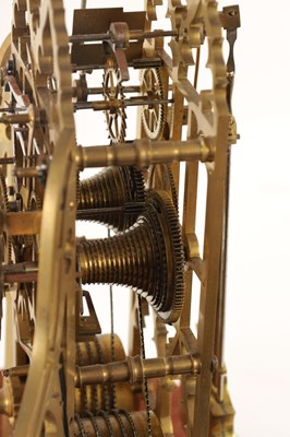 Lot 910 - A 19TH CENTURY ENGLISH DOUBLE FUSEE STRIKING SKELETON CLOCK