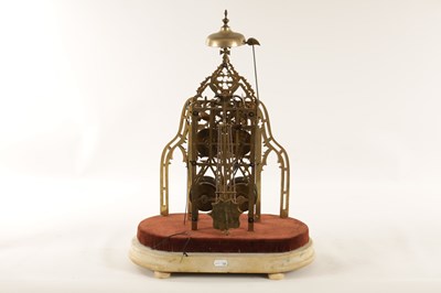 Lot 910 - A 19TH CENTURY ENGLISH DOUBLE FUSEE STRIKING SKELETON CLOCK
