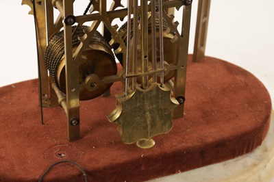 Lot 910 - A 19TH CENTURY ENGLISH DOUBLE FUSEE STRIKING SKELETON CLOCK