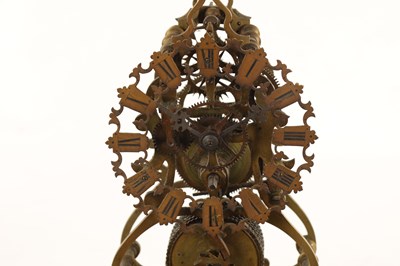Lot 942 - A 19TH CENTURY ENGLISH FUSEE SKELETON CLOCK