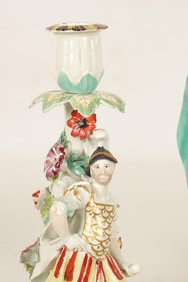 Lot 38 - A PAIR OF 19TH CENTURY DERBY TYPE PORCELAIN CANDLESTICKS