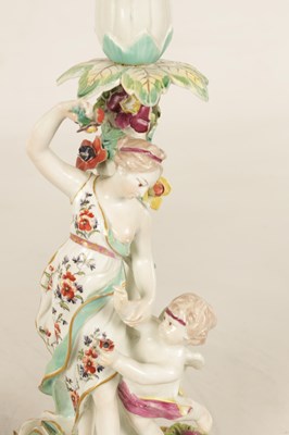 Lot 38 - A PAIR OF 19TH CENTURY DERBY TYPE PORCELAIN CANDLESTICKS