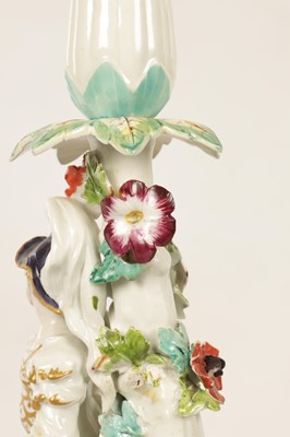 Lot 38 - A PAIR OF 19TH CENTURY DERBY TYPE PORCELAIN CANDLESTICKS