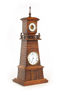 Lot 1004 - AN EDWARDIAN OAK DESK COMPENDIUM FORMED AS A LIGHTHOUSE