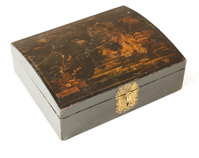Lot 1128 - AN 18TH CENTURY DOMED TOPPED LACQUERED BOX