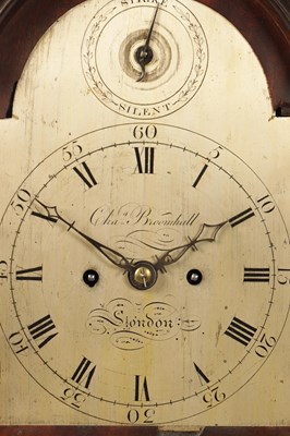 Lot 909 - CHARLES BROOMHALL, LONDON. A LATE 18TH CENTURY FIGURED MAHOGANY VERGE BRACKET CLOCK