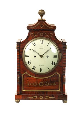 Lot 1073 - WILLIAM COXHEAD, MARKET PLACE, READING. A REGENCY BRASS INLAID ROSEWOOD DOUBLE FUSEE BRACKET CLOCK