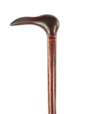 Lot 803 - A 19TH CENTURY PITCAIRN ISLAND CARVED HARDWOOD WALKING STICK