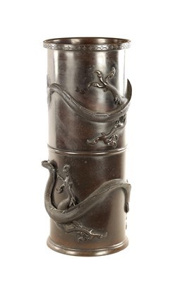 Lot 314 - A JAPANESE MEIJI PERIOD BRONZE STICK STAND